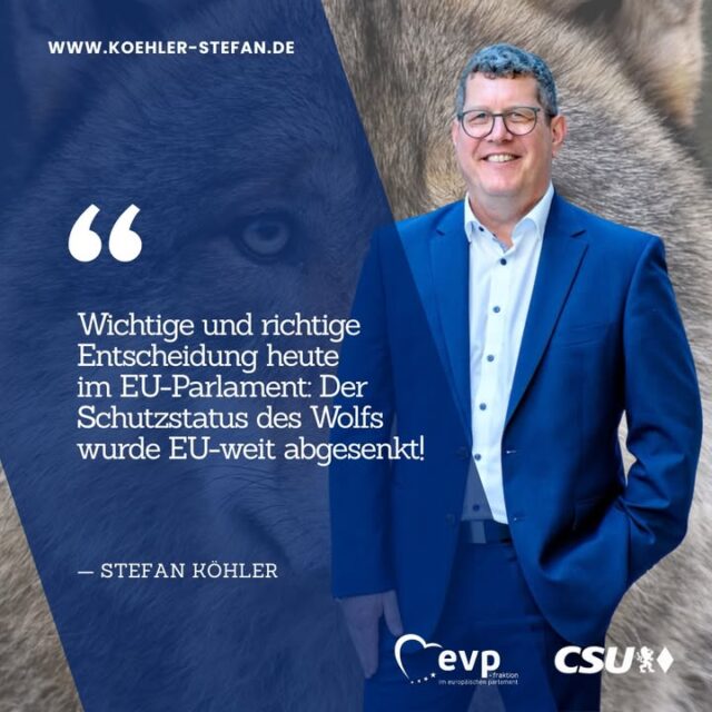 Ziel erreicht! Mit dem heutigen Votum hat das EU-Parlament den Weg für eine Änderung des Anhangs der Fauna-Flora-Habitat-Richtlinie (FFH) freigemacht. Der Wolf wird künftig nicht mehr als „streng geschützt“, sondern nur noch als „geschützt“ eingestuft. 🐺 ✅

Damit das Gesetz in Kraft treten kann, muss es noch formell vom Rat angenommen werden, der den Text bereits am 16. April gebilligt hat. Ich habe für die Änderung gestimmt, da die Rückkehr des Wolfs zunehmend ernsthafte Probleme verursacht. Die Änderung wahrt den Artenschutz und ermöglicht zugleich ein angemessenes Vorgehen bei Problemwölfen. 🤝    

Bild: Pixabay

#eu #euparlament #artenschutz #wolf #ffhrichtlinie #ländlicherraum #problemlösung #naturschutz #landwirtschaft #sicherheit #gescheitepolitik #stefankoehler