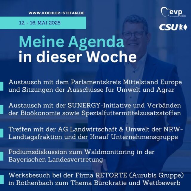 Guten Morgen, ☕🌄

diese Woche findet wieder eine Ausschusswoche in Brüssel statt. Wie gewohnt stehen viele wichtige Termine auf der Agenda. Begleitet mich gerne über meine Social-Media-Kanäle und schaut euch die Stories und Beiträge an. Ich wünsche euch eine erfolgreiche und angenehme Woche! 🙌