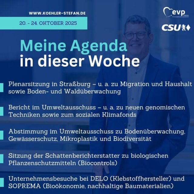Guten Morgen erneut aus Straßburg! ☕ 🌇  🇫🇷

Diese Woche steht bereits die zweite Straßburg-Woche in diesem Monat an – mit wichtigen Abstimmungen und Debatten im Plenum sowie im Umweltausschuss. Ich freue mich auf spannende Diskussionen und interessante Begegnungen. Begleitet mich gerne auf meinen Social-Media-Kanälen! 📱