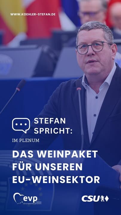 Gestern durfte ich mich zum neuen Weinpaket äußern 🍷

In dieser Plenarwoche steht der Wein im Mittelpunkt. Mit dem neuen Paket unterstützen wir unsere Winzerinnen und Winzer in einer schwierigen Marktlage.

Als Abgeordneter aus Unterfranken freut es mich besonders, für die Heimat des Silvaners sprechen zu dürfen.
Wir schaffen u. a.:

✅ faire Finanzhilfen
✅ klare Kennzeichnung
✅ Förderung des Weintourismus
✅ Unterstützung bei Absatz und Krankheitsprävention

Für einen modernen und wettbewerbsfähigen Weinsektor in Europa. 🇪🇺🍇
.
.
.
#stefankoehler #csu #epp #evp #fuerslandunddieleut #gescheitepolitik #weinpaket #weinbau #silvaner #unterfranken #bayern #europaparlament #agrarpolitik #winzer #heimat #wettbewerbsfähigkeit
