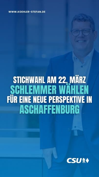 Herzlichen Glückwunsch an @markus.schlemmer zu seinem hervorragenden Ergebnis bei der Oberbürgermeisterwahl in Aschaffenburg!

Jetzt geht es in die Stichwahl. Dafür wünsche ich dir viel Erfolg aus Straßburg und eine starke Unterstützung aus der ganzen Stadt.

Auch aus dem Landkreis kannst du auf volle Unterstützung zählen. Denn eine starke Stadt Aschaffenburg ist auch für den Landkreis Aschaffenburg von großer Bedeutung.

Meine Geburtsstadt Aschaffenburg verdient neue Perspektiven und frische Impulse für die Zukunft 💪