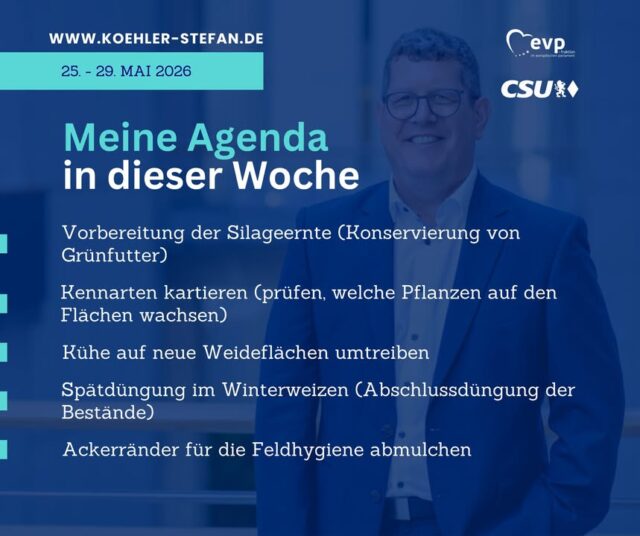 Guten Morgen zusammen,
ich hoffe, ihr genießt den Feiertag ☀️

Für mich gibt es heute ausnahmsweise mal keine Politik, sondern Arbeit auf dem Hof. Diese Woche steht ganz im Zeichen der Landwirtschaft 🚜