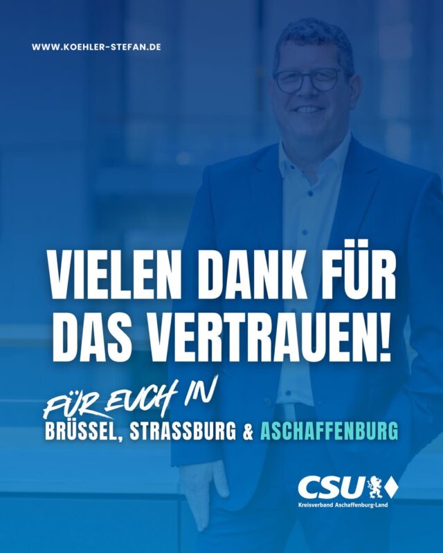 Vielen Dank für das Vertrauen! 🙏

Ich freue mich sehr über meine Wahl in den Kreistag des Landkreises Aschaffenburg. Europa ist nicht nur in Brüssel oder Straßburg - Europa beginnt vor Ort, in unseren Städten, Gemeinden und Landkreisen. Genau dort möchte ich mich weiterhin für unsere Heimat einsetzen und die Perspektive unserer Region auch auf europäischer Ebene einbringen.

Herzlichen Glückwunsch auch an Dr. Alexander Legler (@landrat.aschaffenburg) zur Wiederwahl als Landrat. Ich freue mich darauf, unsere gute Arbeit auch im Kreistag fortzusetzen 🇪🇺🤝