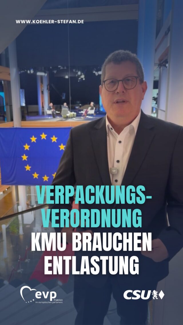 Die neue EU-Verpackungsverordnung beschäftigt derzeit viele kleine und mittelständische Unternehmen. Heute diskutieren wir im Europäischen Parlament über die Auswirkungen der neuen Vorgaben auf KMUs, den Bürokratieaufwand und den europäischen Binnenmarkt 📦🇪🇺