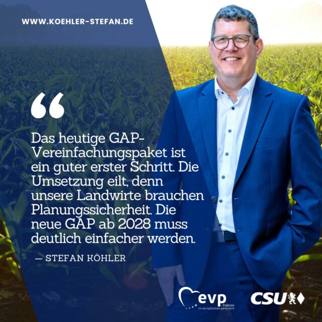 Das Warten hat ein Ende, das GAP-Vereinfachungspaket ist da. 🙌

Die Vorschläge sind ein guter Anfang. Erleichterungen bei den GLÖZ-Standards eins, zwei, vier und Unterstützung für junge und neue Landwirte begrüße ich. Diese Änderungen müssen jetzt schnell in Kraft treten. Allerdings kann das nur der Anfang sein❗

Die neue GAP wirft ihre Schatten voraus. Da müssen wir dann richtig zupacken: Vereinfachen und unsere Bäuerinnen und Bauern wirklich entlasten. Detailverliebte Vorgaben zum Beispiel zu Fruchtvorgaben und Aussaatzeitpunkten müssen weg! Das stellt uns Praktiker vor enorme Herausforderungen und behindert unsere Arbeit, denn wir arbeiten mit der Natur, mit einem gewissen Maß an Unberechenbarkeit. Genaue Vorgaben bis auf Prozent und Datum zum Beispiel beim Thema Saatzeitpunkte sind praxisfern 🚫

Mein ganzes Statement findet ihr auf meiner Webseite, bei den "News". Link in der Bio ⬆️

#stefankoehler #gescheitepolitik #gap #gemeinsameagrarpolitik #cap #evp #cducsu #christophehansen #agrarpolitik #landwirtschaft #vereinfachungen #buerokratieabbau