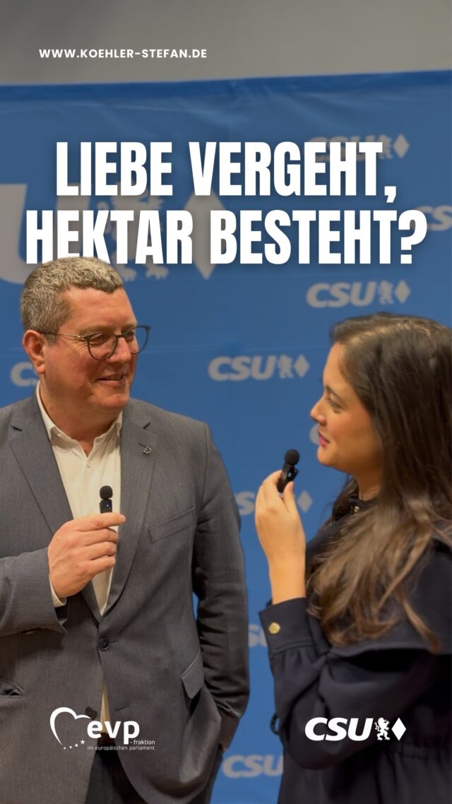 Heute ist Valentinstag 💘
 
Passend dazu hat mich @anneliese.blessinger gefragt, ob der geläufige Spruch „Liebe vergeht, Hektar besteht“ eigentlich stimmt 😄

Wie seht ihr das? 🤔
.
.
.
#stefankoehler #csu #epp #evp #fuerslandunddieleut #gescheitepolitik #valentinstag #unterfranken #aschaffenburg #liebeundheimat