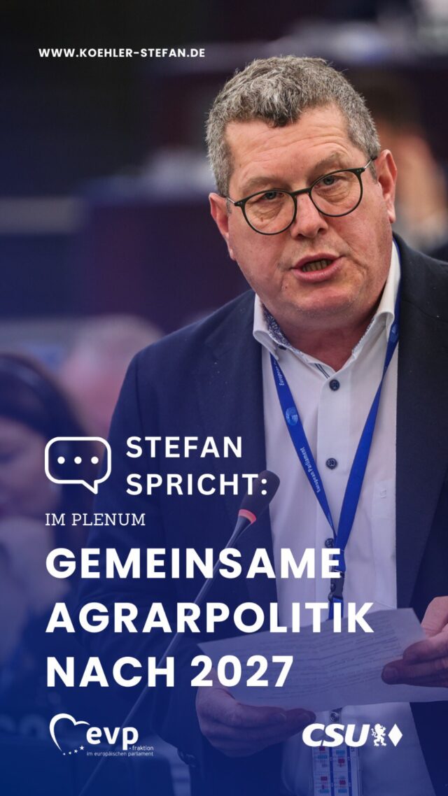 🚨Nächsten Mittwoch macht die EU-Kommission ihre Vorschläge für das nächste EU-Budget, den sog. Mehrjährigen Finanzrahmen #MFR. Dazu will sie auch den Vorschlag für die Gemeinsame Agrarpolitik #GAP nach 2027 vorstellen 🌱🚜 Meine Position habe ich Agrarkommissar Christophe Hansen im Plenum noch einmal klar gemacht ☝️
.
.
.
#ansage #keineexperimente #gescheitepolitik #stefankoehler #EVP #christophehansen #GAP #CAP #eubudget #EU #europa #keineexperimente #landwirtschaft #farmersprotest