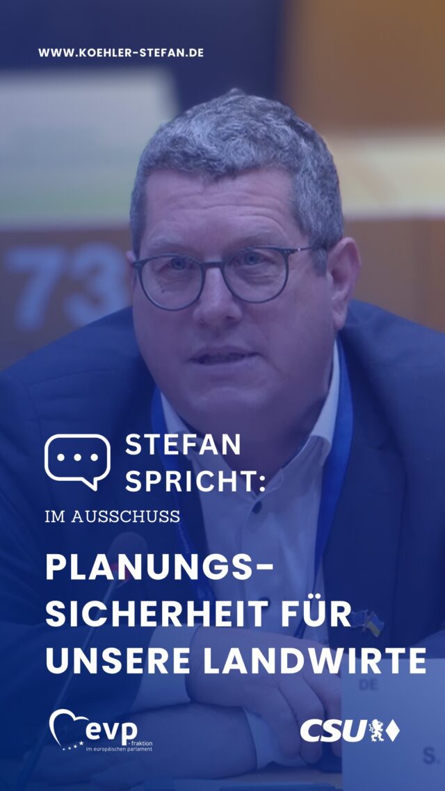 Ich weiß, wie wichtig Planungssicherheit für unsere Landwirte ist 🚜

Gerade in der Übergangszeit von der jetzigen zur neuen GAP nach 2028 dürfen wir sie nicht im Unklaren lassen. Dazu habe ich in den Diskussionen im Agrarausschuss zur GAP ab 2028 die Frage aufgeworfen, womit wir rechnen müssen, wenn der Rechtsrahmen nicht rechtzeitig vorliegt 🇪🇺

Hier braucht es klare, verlässliche und vor allem praxistaugliche Lösungen der Kommission!
.
.
.
#stefankoehler #fuerslandunddieleut #gescheitepolitik