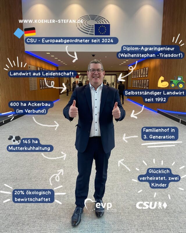 Im letzten Jahr sind wir ordentlich gewachsen auf meinem Kanal. Schön, dass ihr hier seid 🤗Daher wird's Zeit, dass ich mich noch einmal vorstelle! 

Ich bin Stefan Köhler und bin seit 2024 als CSU-Abgeordneter für Unterfranken im EU-Parlament 🔷Hier, auf meinem Kanal, gebe ich euch Einblicke in meine alltägliche Arbeit, meine Prioritäten und alles was so ansteht zwischen Bayern und Brüssel 🇪🇺.

Hier gibt's die wichtigsten Fakten über mich💡
.
.
.
#stefankoehler #fuerslandunddieleut #gescheitepolitik #eu #bayern #brüssel #euparlament #unterfranken #csu #evp #cducsu #epp